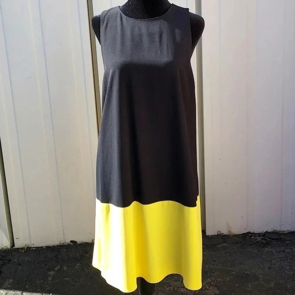 NWT Alice + Olivia Black and Lemon Dorma Dress Medium - Picture 4 of 10